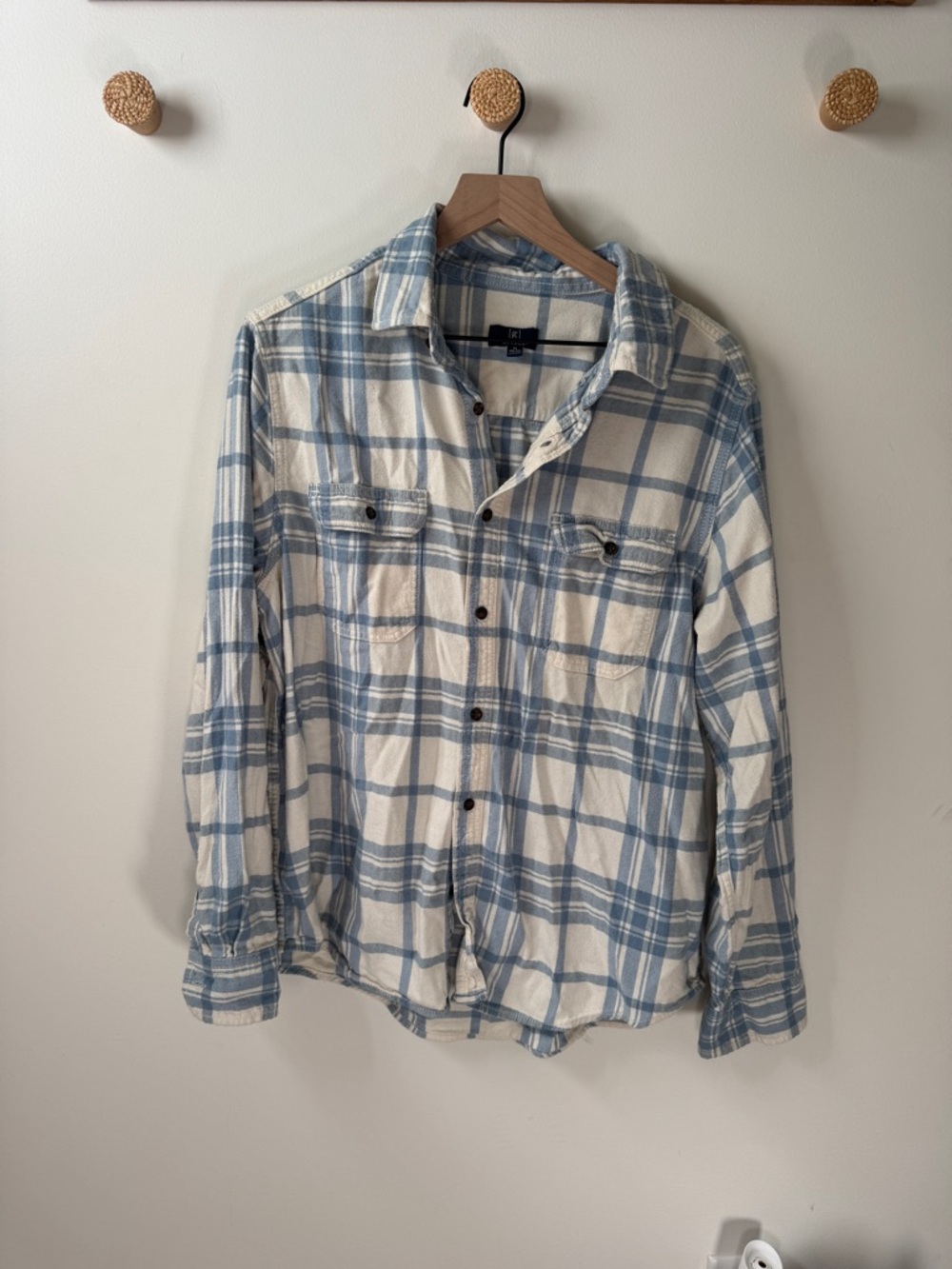 XL Blue & White Plaid Oversized Button-Up Shirt